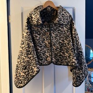 Leopard Print Buttoned Cape